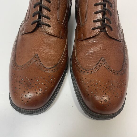 JOHNSTON & MURPHY Shoes Mens 10.5 M Cellini Brown Leather Wingtip Dress Shoe - Picture 9 of 12